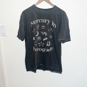 Pac Sun Women’s Oversized “Mercury In Retrograde” Gray And White Graphic Tee
